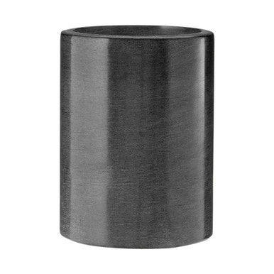 Black cylindrical object on a white background