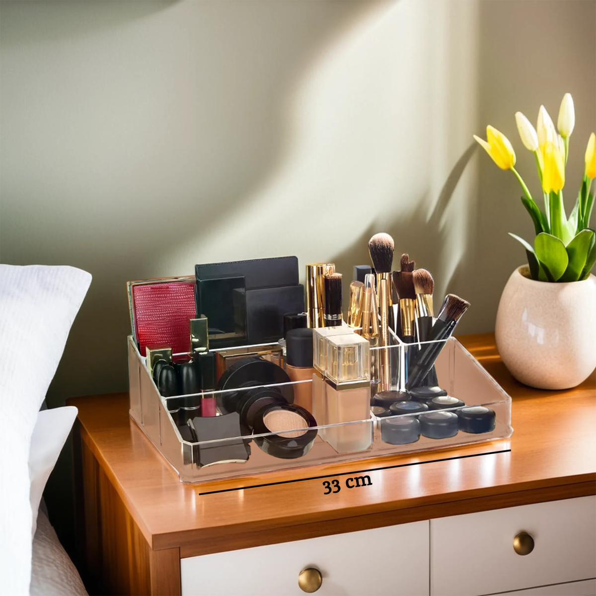 Beauty 9 Compartment Cosmetics Clear Organiser