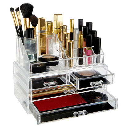 Beauty 16 Compartment Cosmetics Clear Organiser With Drawers
