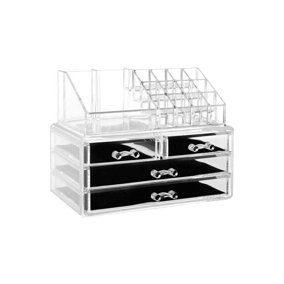 16 Compartment Cosmetics Clear Organiser With Drawers - Orsina