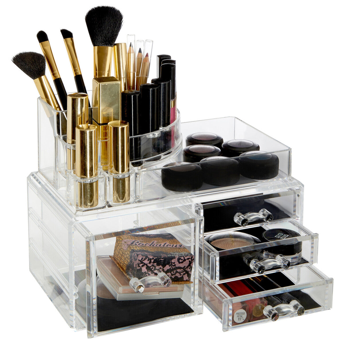 Beauty 8 Compartments Clear Cosmetics Organiser With 4 Drawers