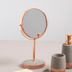 Copper Finish Round Swivel Bathroom Mirror | Neptune