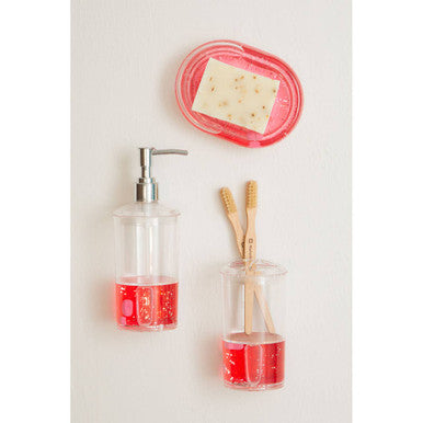 Floating Acrylic Hearts Toothbrush Holder