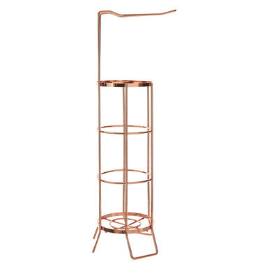 Copper metal floor-standing rack on a white background