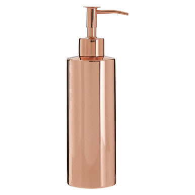 Rose gold soap dispenser on a white background