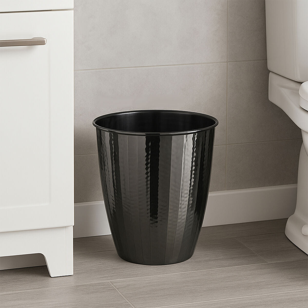 Vaco Hammered Black Nickel Finish Waste Bin - image 2