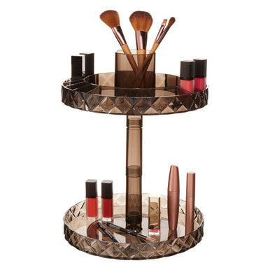 Beauty Two Tier Revolving Black Cosmetic Organiser