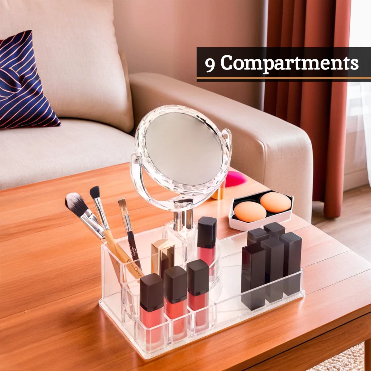 Beauty Cosmetic Organiser With Mirror
