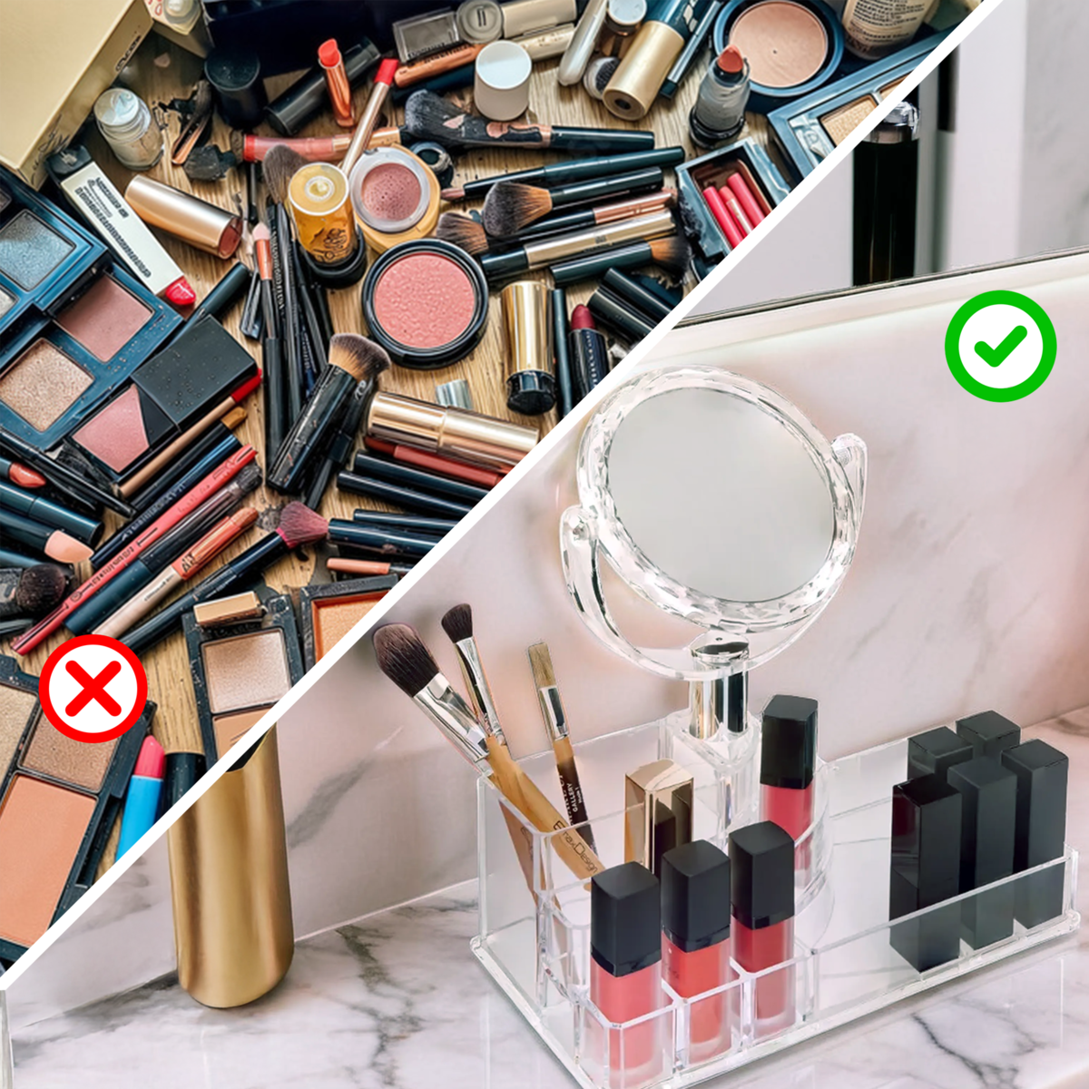 Beauty Cosmetic Organiser With Mirror