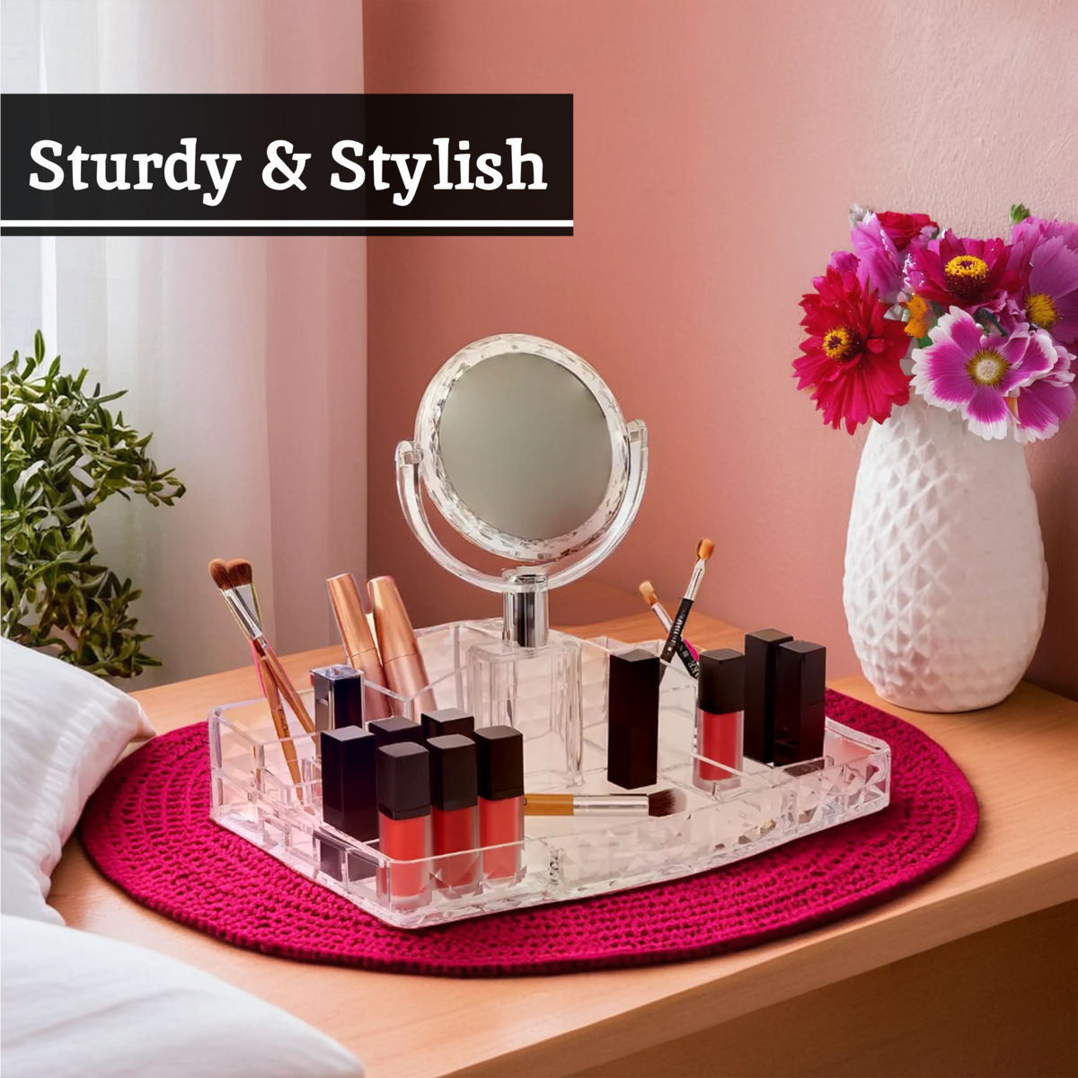 Beauty Cosmetic Organiser With A Mirror