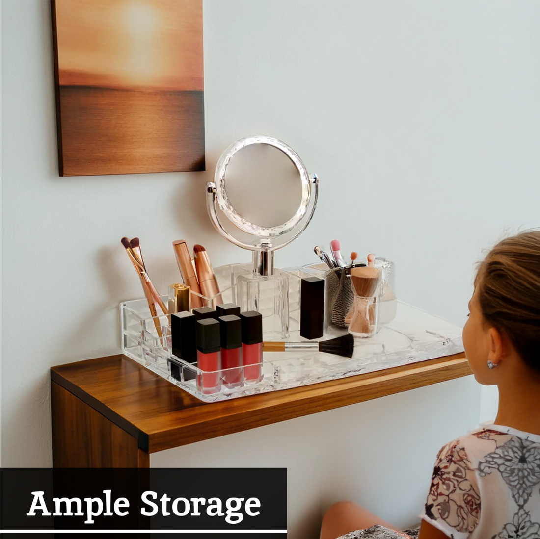 Beauty Cosmetic Organiser With A Mirror