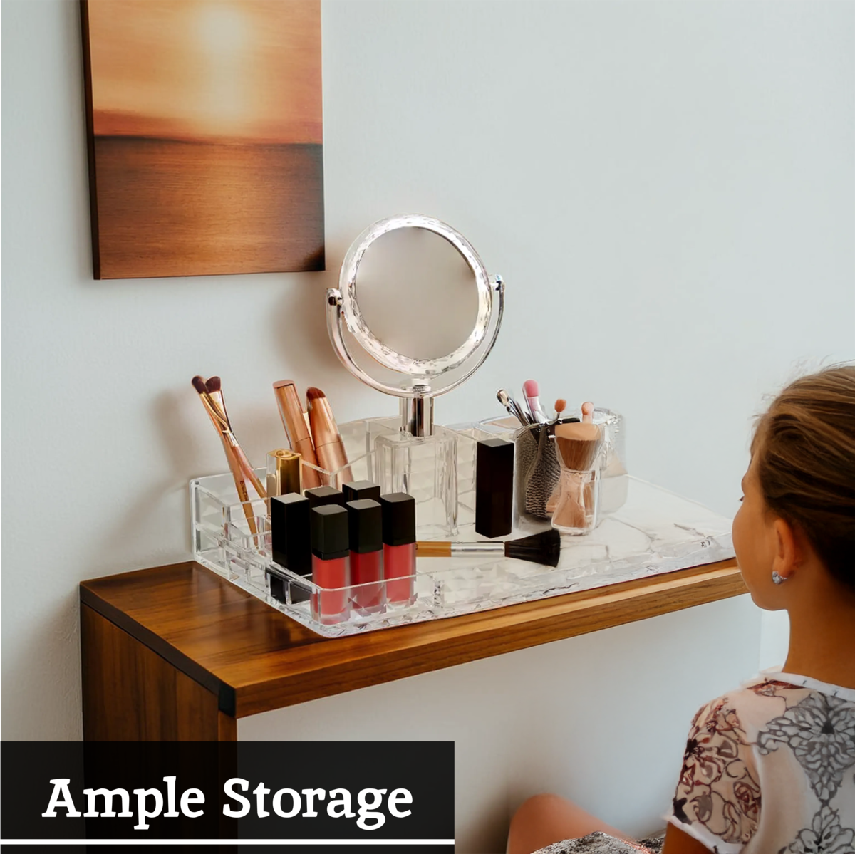 Beauty Cosmetic Organiser With A Mirror