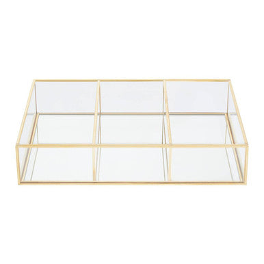 Beauty 3 Compartments Clear Glass Makeup Organiser