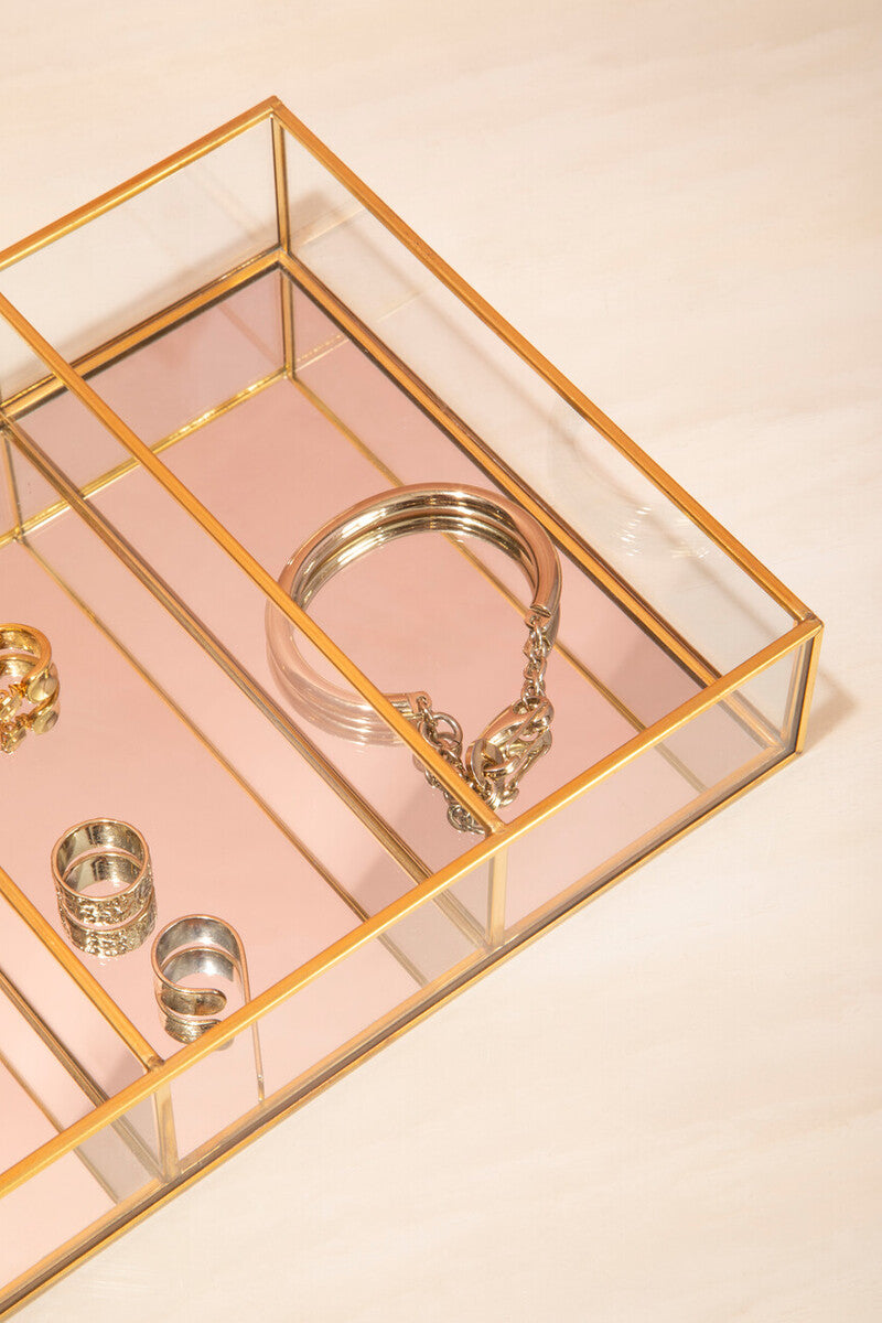 Beauty 3 Compartments Clear Glass Makeup Organiser