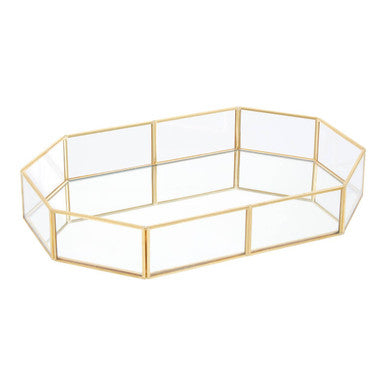 Vintage Glass Octagonal Jewellery Tray