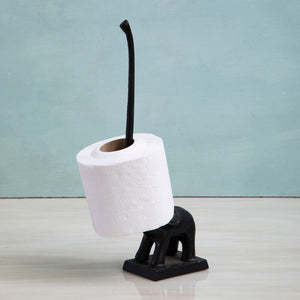 Fauna Black Finish Elephant Toiler Roll Holder