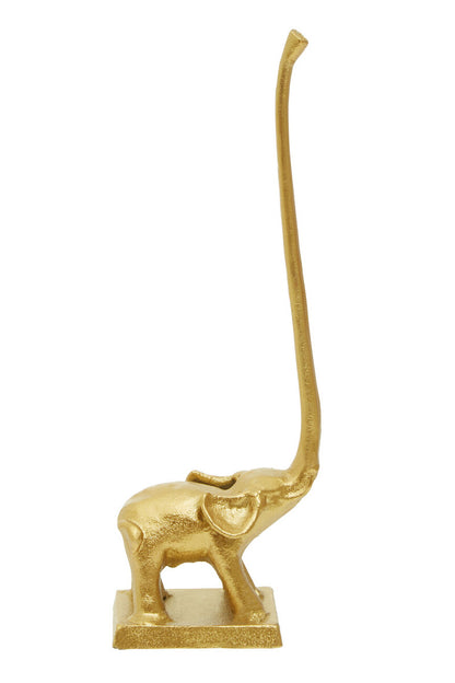 Fauna Gold Finish Elephant Toilet Roll Holder With Square Base