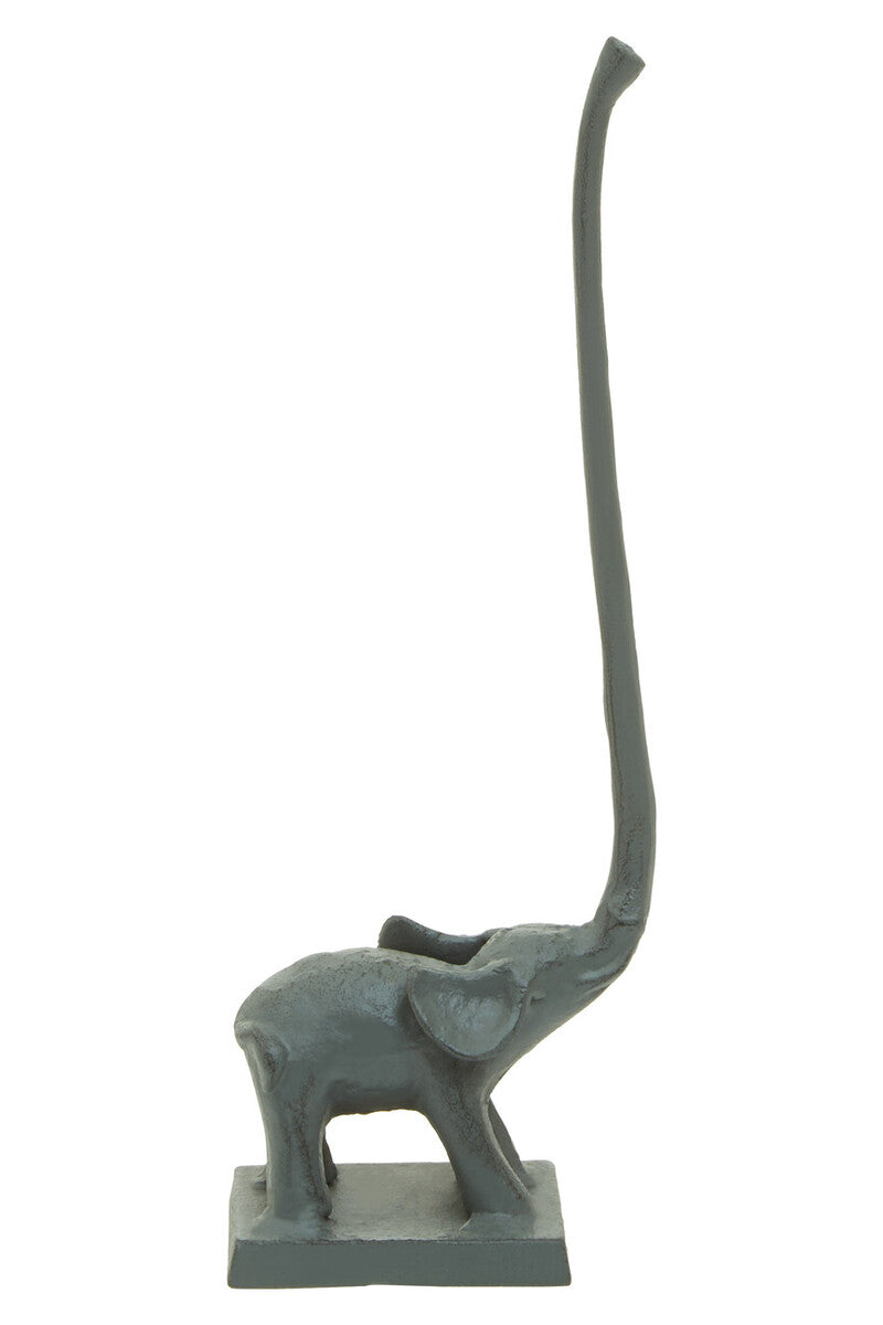 Fauna Grey Finish Elephant Toilet Roll Holder With Square Base - Image 5