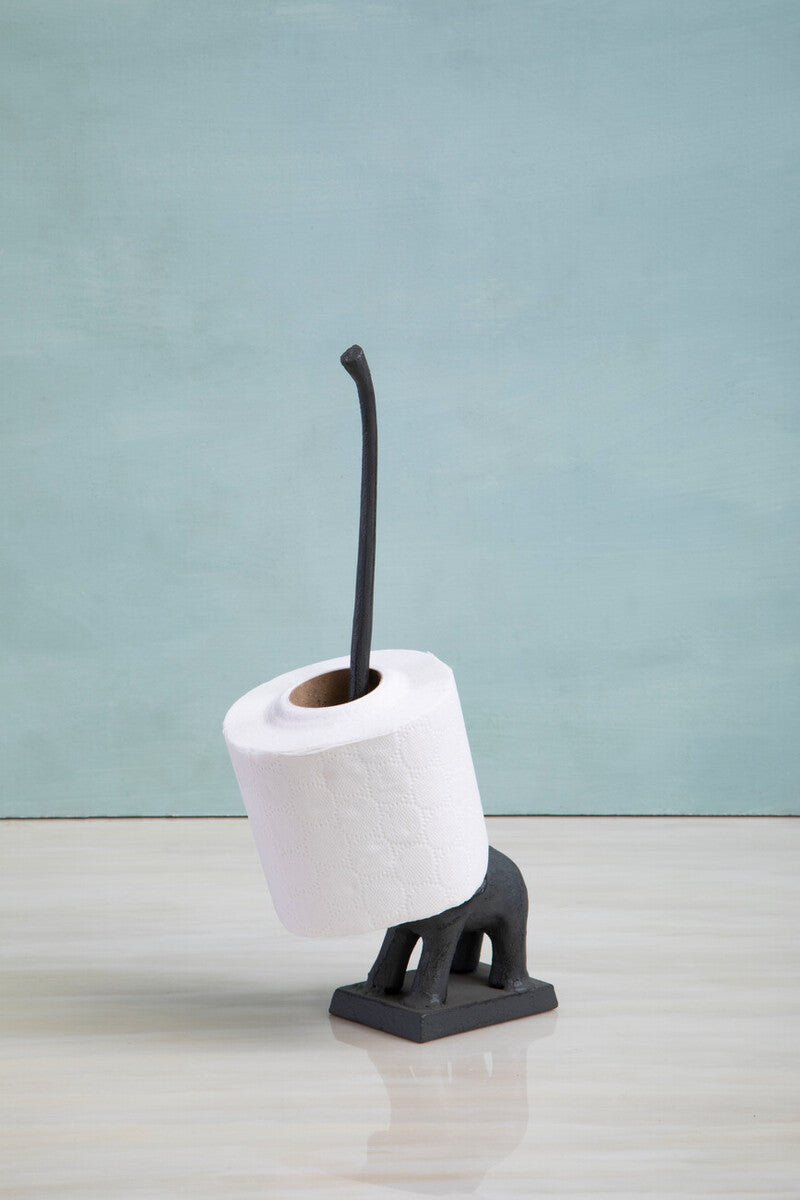 Fauna Grey Finish Elephant Toilet Roll Holder With Square Base