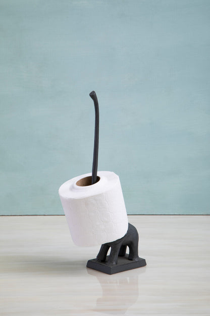 Fauna Grey Finish Elephant Toilet Roll Holder With Square Base