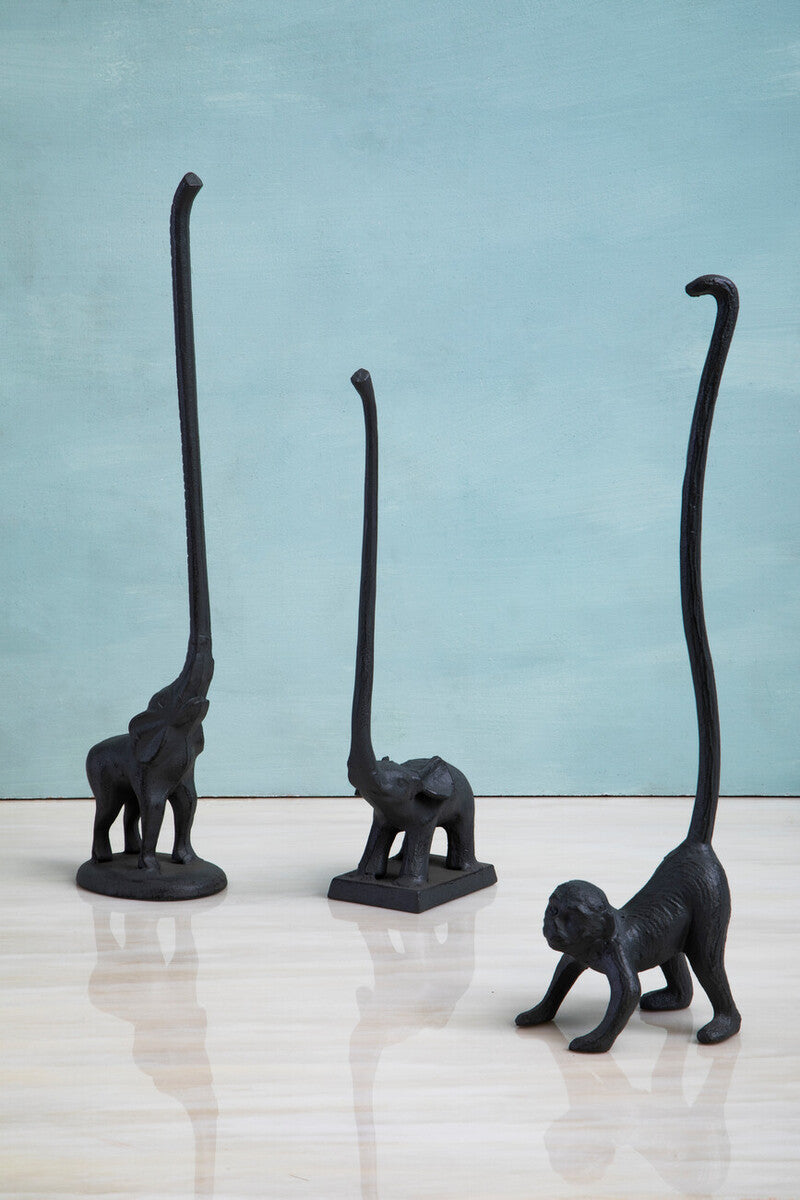 Fauna Grey Finish Elephant Toilet Roll Holder With Square Base