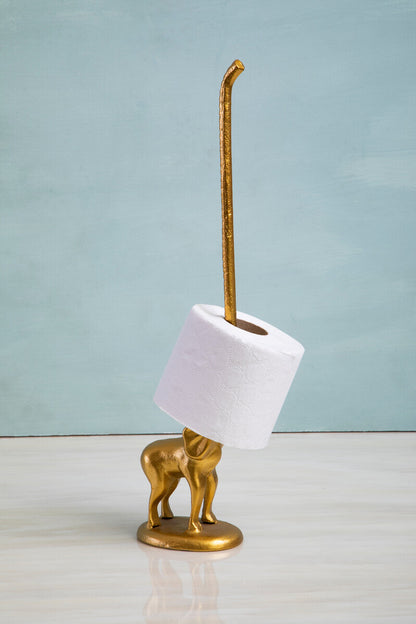 Fauna Gold Finish Elephant Toilet Roll Holder With Round Base