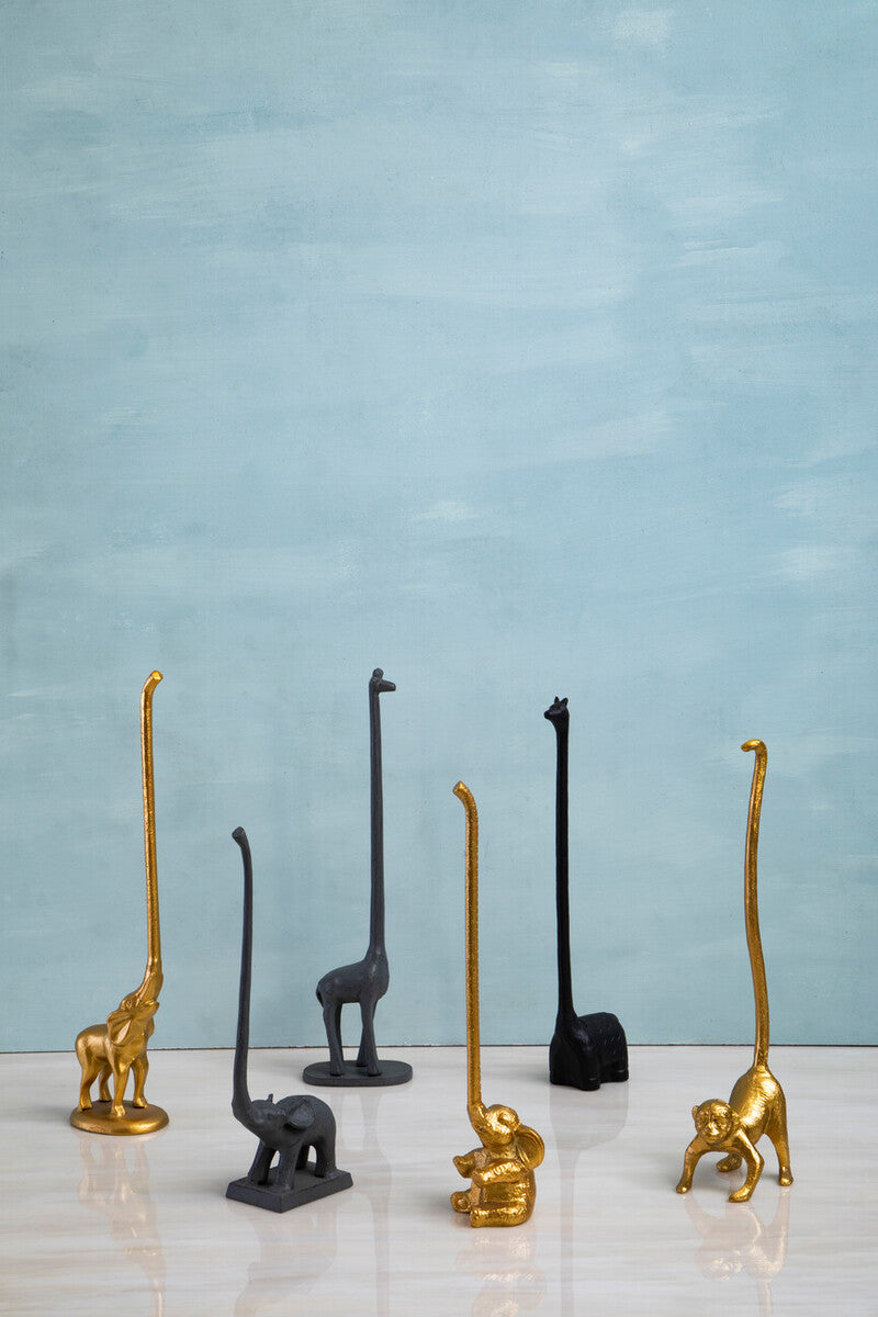 Fauna Gold Finish Elephant Toilet Roll Holder With Round Base