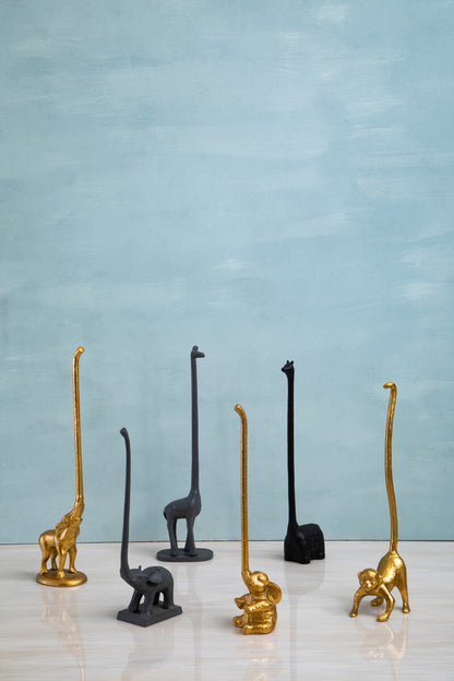 Fauna Gold Finish Elephant Toilet Roll Holder With Round Base