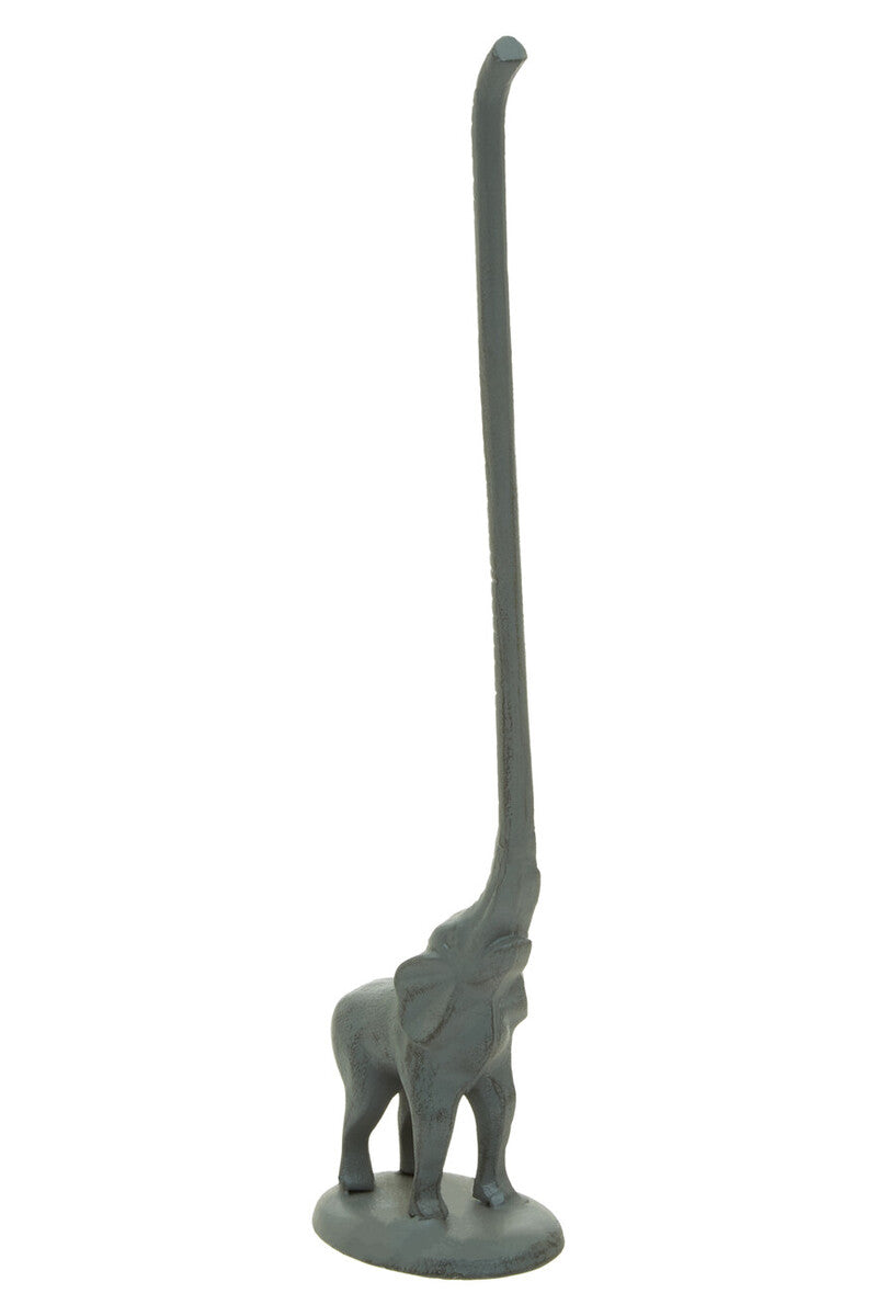 Fauna Grey Finish Elephant Toilet Roll Holder with Round Base - Image 4