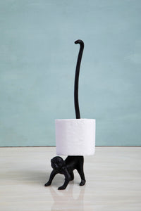 Fauna Black Finish Monkey Toilet Roll Holder