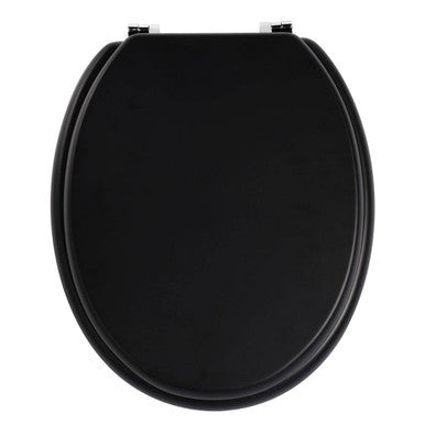 Black toilet seat on a white background