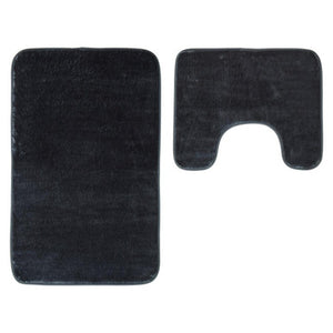 Charcoal Grey Bath and Pedestal Mat Set | Soak