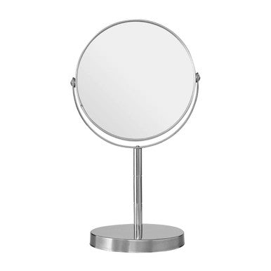 Silver makeup mirror on a white background