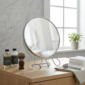 Mison Silver Effect 2 Sided Large Shaving Mirror