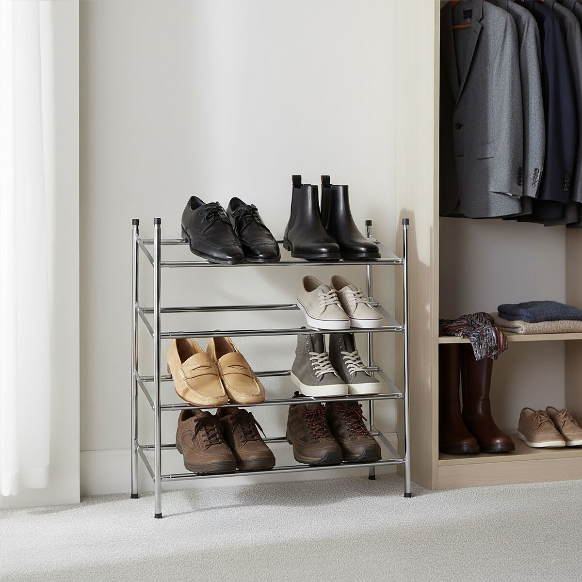 A Frame Shoe Rack Shop Extendable Chrome Frame 4 Tier Shoe Rack from Orsina