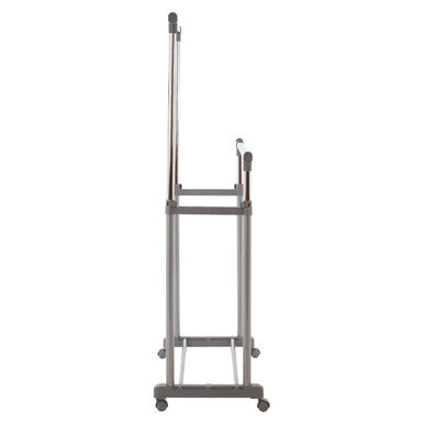 Ralesi Grey And Chrome Finish Double Clothes Hanging Rail With Wheels