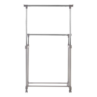 Ralesi Grey And Chrome Finish Double Clothes Hanging Rail With Wheels