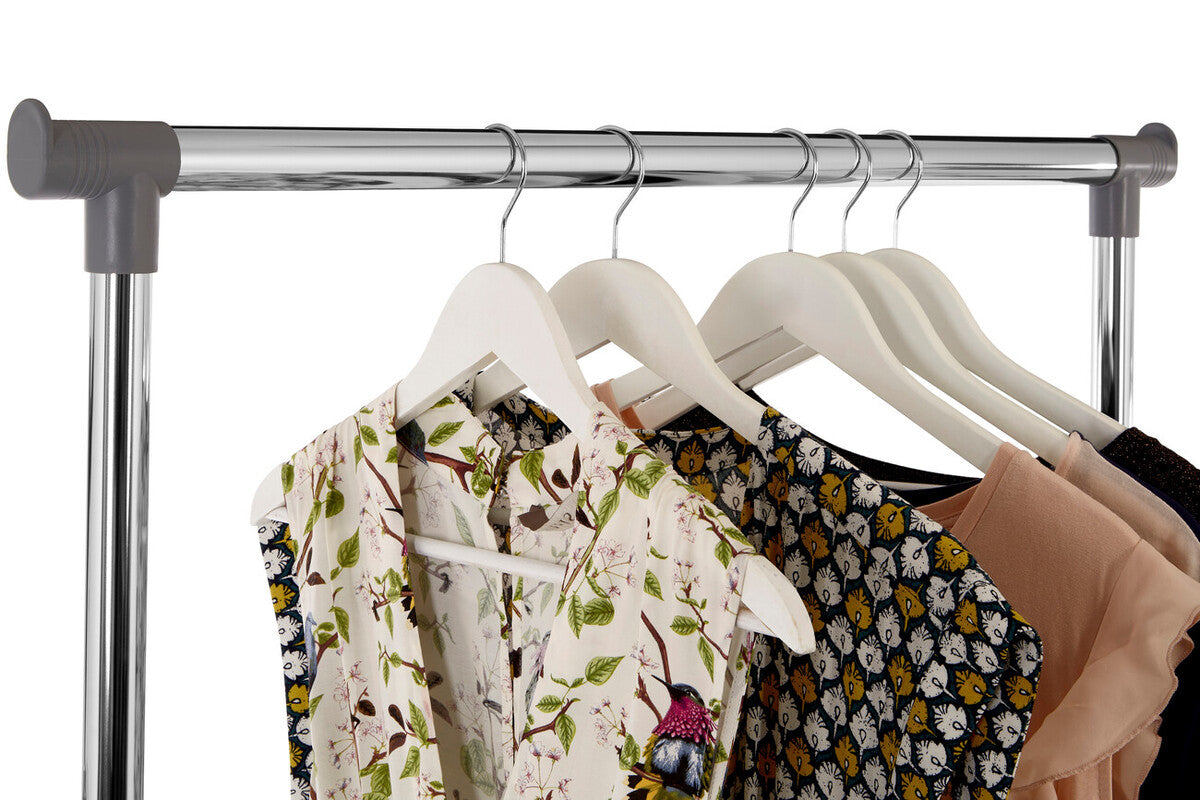 Ralesi Grey And Chrome Finish Double Clothes Hanging Rail With Wheels