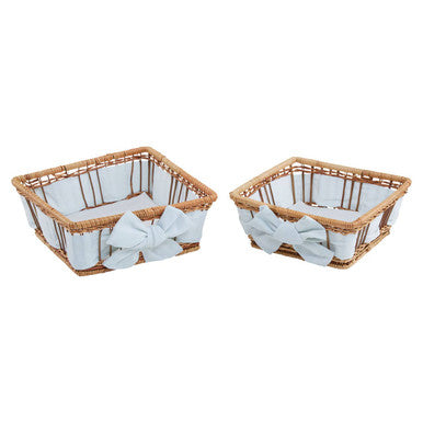 Set Of Two Natural Fern With Lining Baskets
