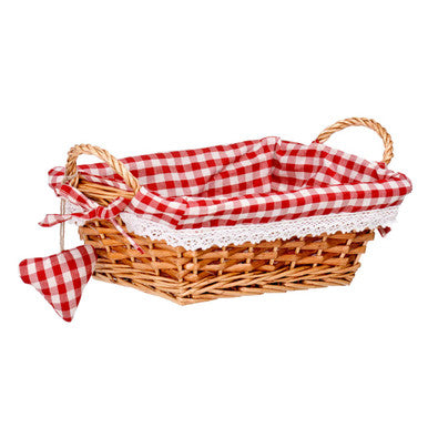 Orla Red Gingham Lining Small Rectangular Willow Bread Basket - image 4