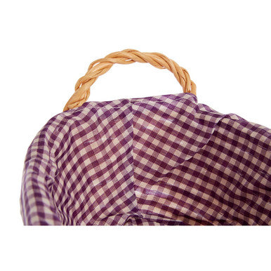 Purple Gingham Lining Oblong Willow Basket