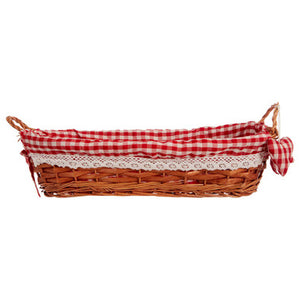 Red Gingham Lining Oblong Willow Bread Basket | Orla