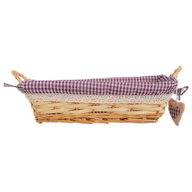 Purple Gingham Lining Large Rectangle Willow Basket