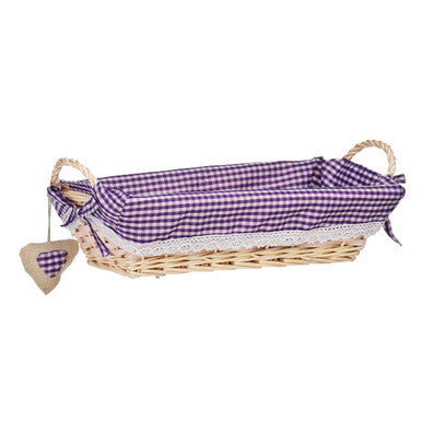 Purple Gingham Lining Large Rectangle Willow Basket