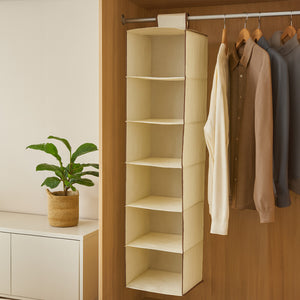 6 Section Cream Hanging Garment Organiser | Verti
