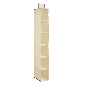 6 Section Cream Hanging Shoe Organiser