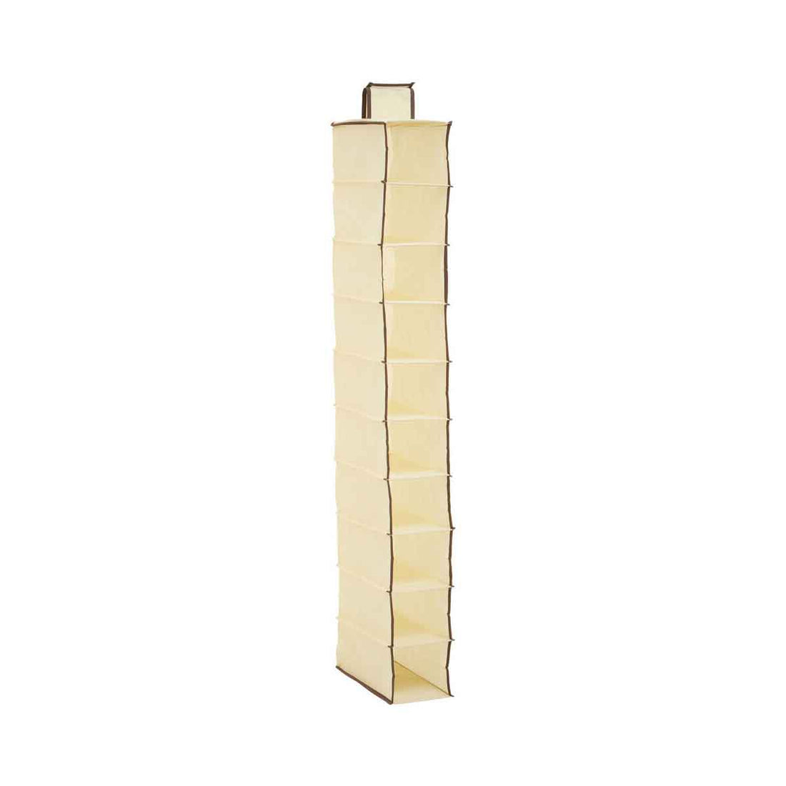Tavia Cream Brown Trim 10 Section Hanging Shoe Organiser