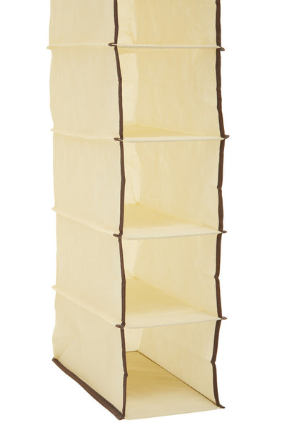 Tavia Cream Brown Trim 10 Section Hanging Shoe Organiser