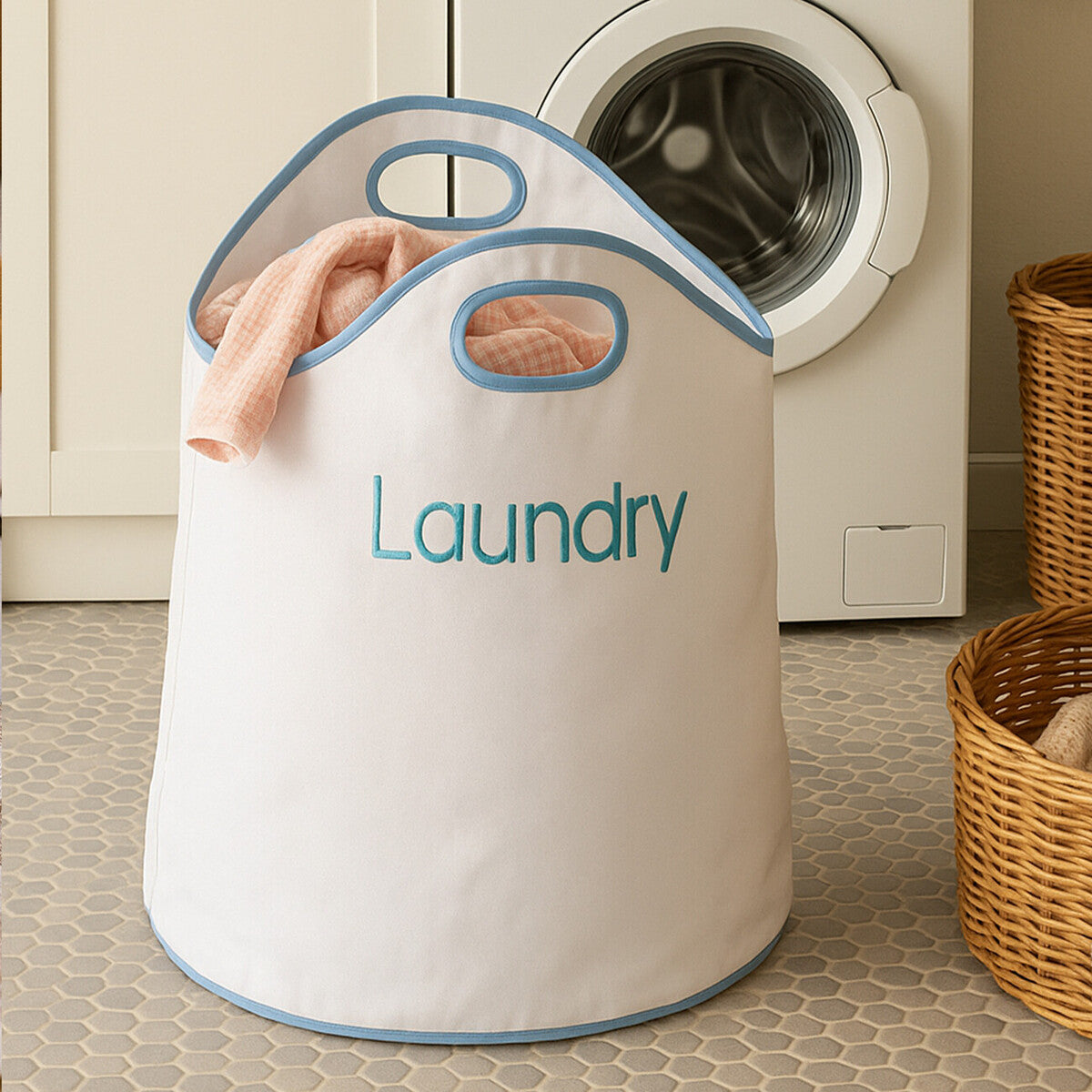 Green Loop White and Blue Laundry Bag