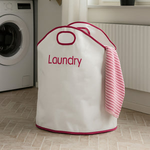 White and Hot Pink Laundry Bag | GreenLoop